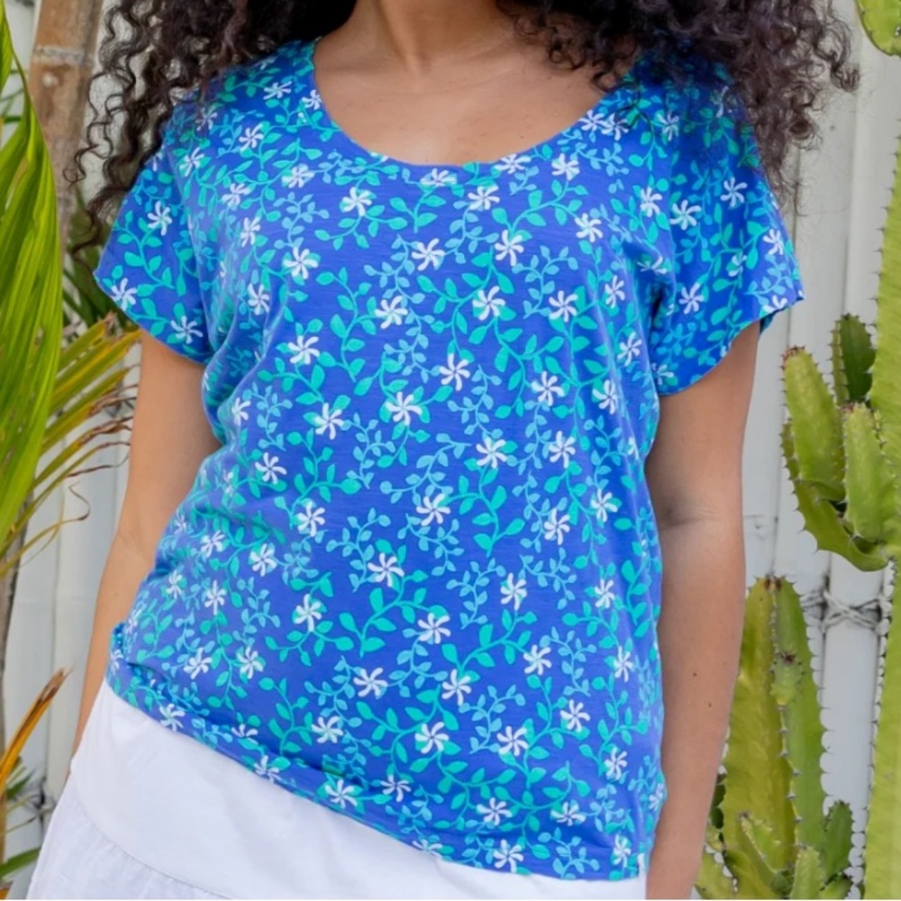 West Indies Wear Kauai Cotton Beach Tee Periwinkle Medium‎ New With Tags